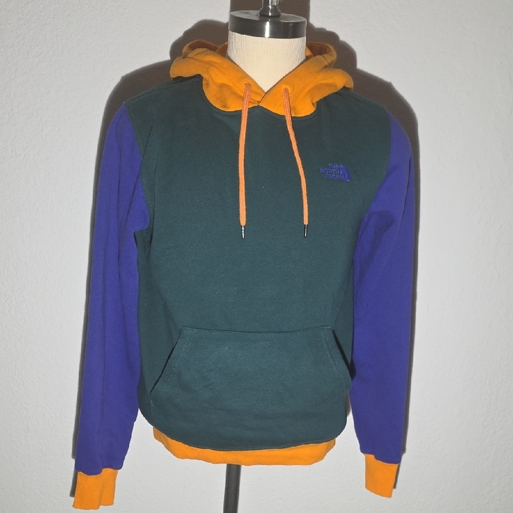 The North Face Men's Green Blue Orange Colorblock Hoodie Size S Casual Warm